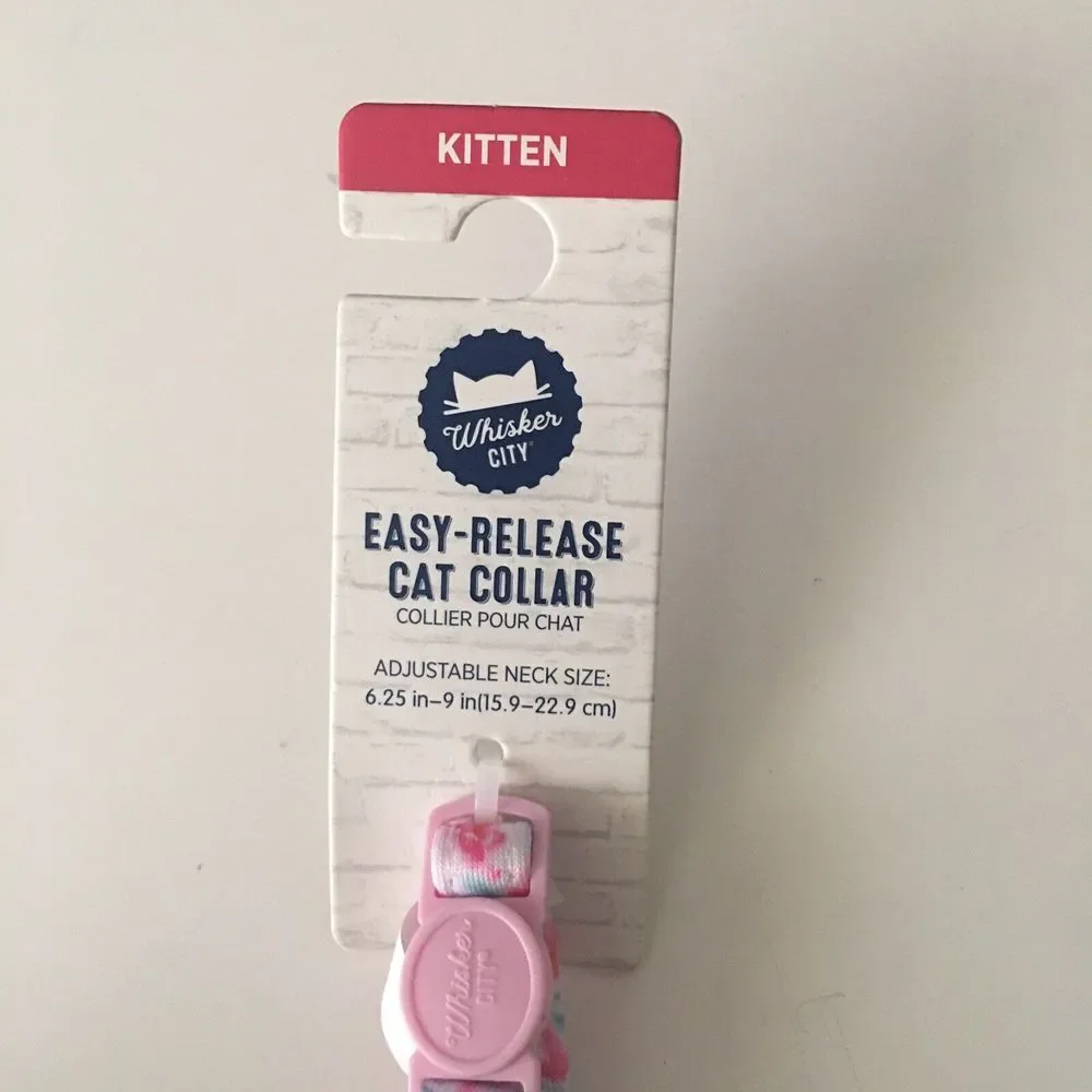 Whisker City Easy-Release Cat Kitten Collar Pink Floral 6.2-9
